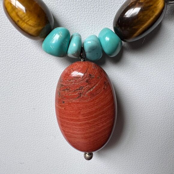 Vintage Carnelian Gemstone Necklace by Carolyn Pollack Sterling Silver Southwest - Picture 8 of 14
